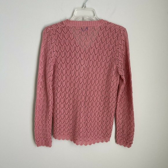 Vtg 1950's British Vogue Pink Open Knit Sweater Deadstock Rare - Picture 3 of 4